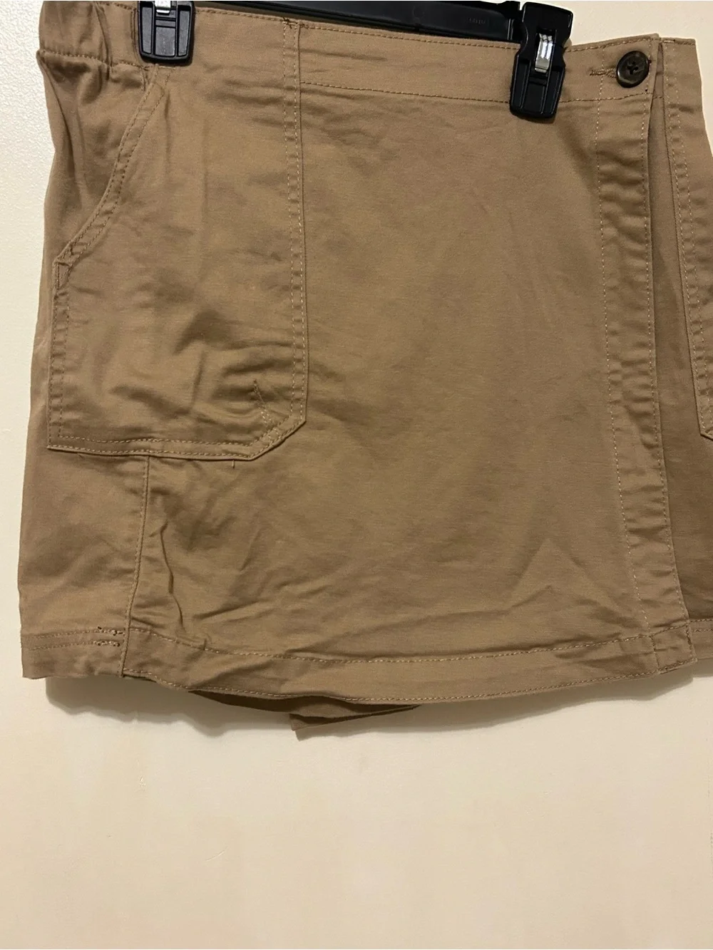 Nine West Tan Utility Skort with Patch Pockets Cotton Spandex Sz S Elastic waist